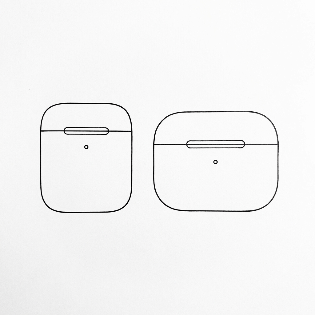 AirPodsとAirPods Proの形状比較図