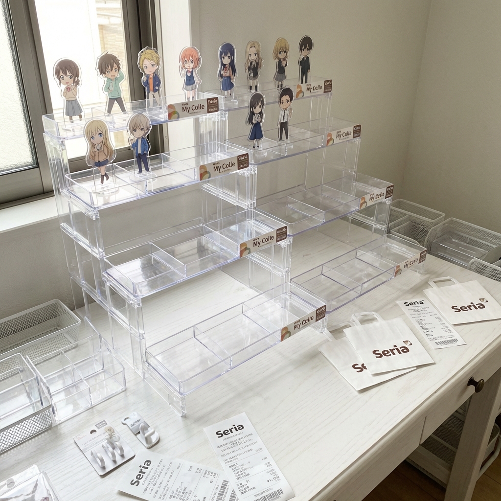 100均のディスプレイラックを使った推し活祭壇の例