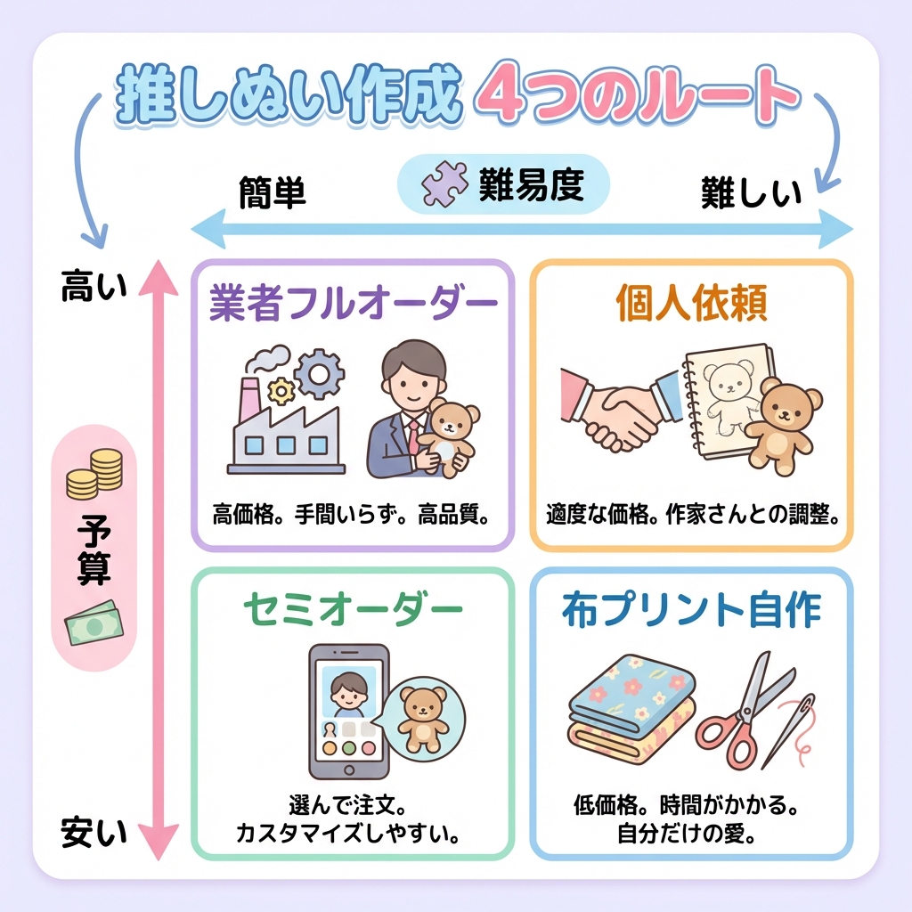 推しぬい作成4つのルート比較チャート