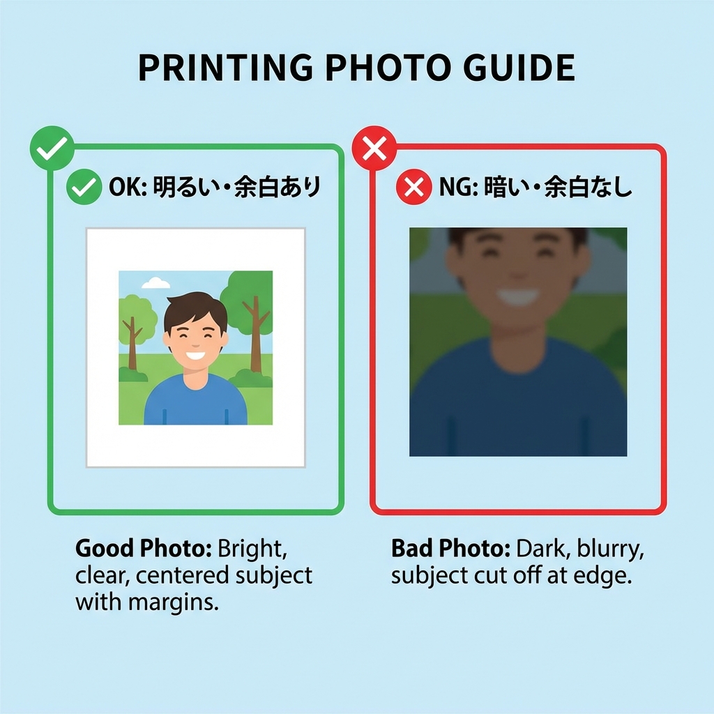 写真選びの良い例・悪い例の図解