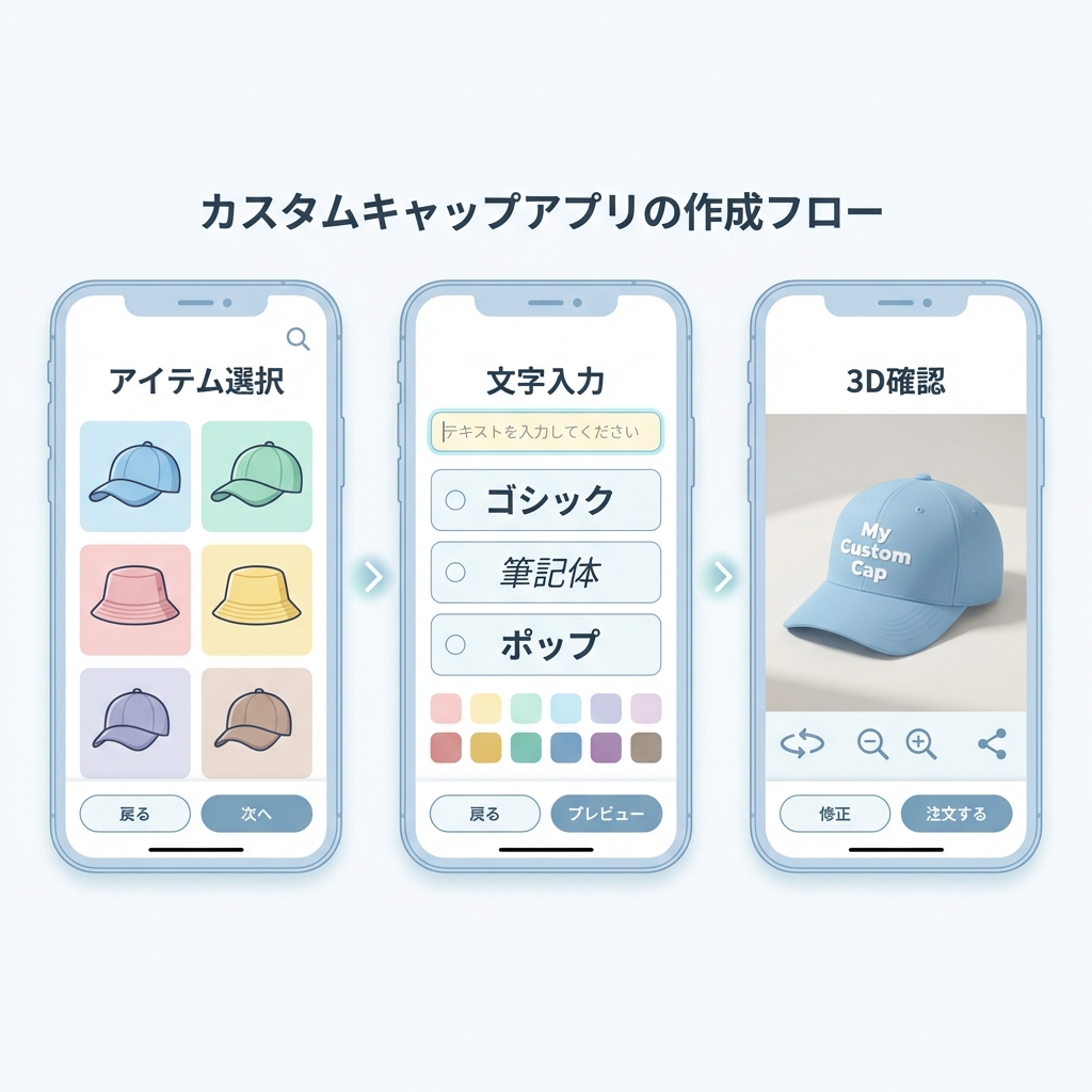 オリジナルグッズ作成アプリの操作手順図解